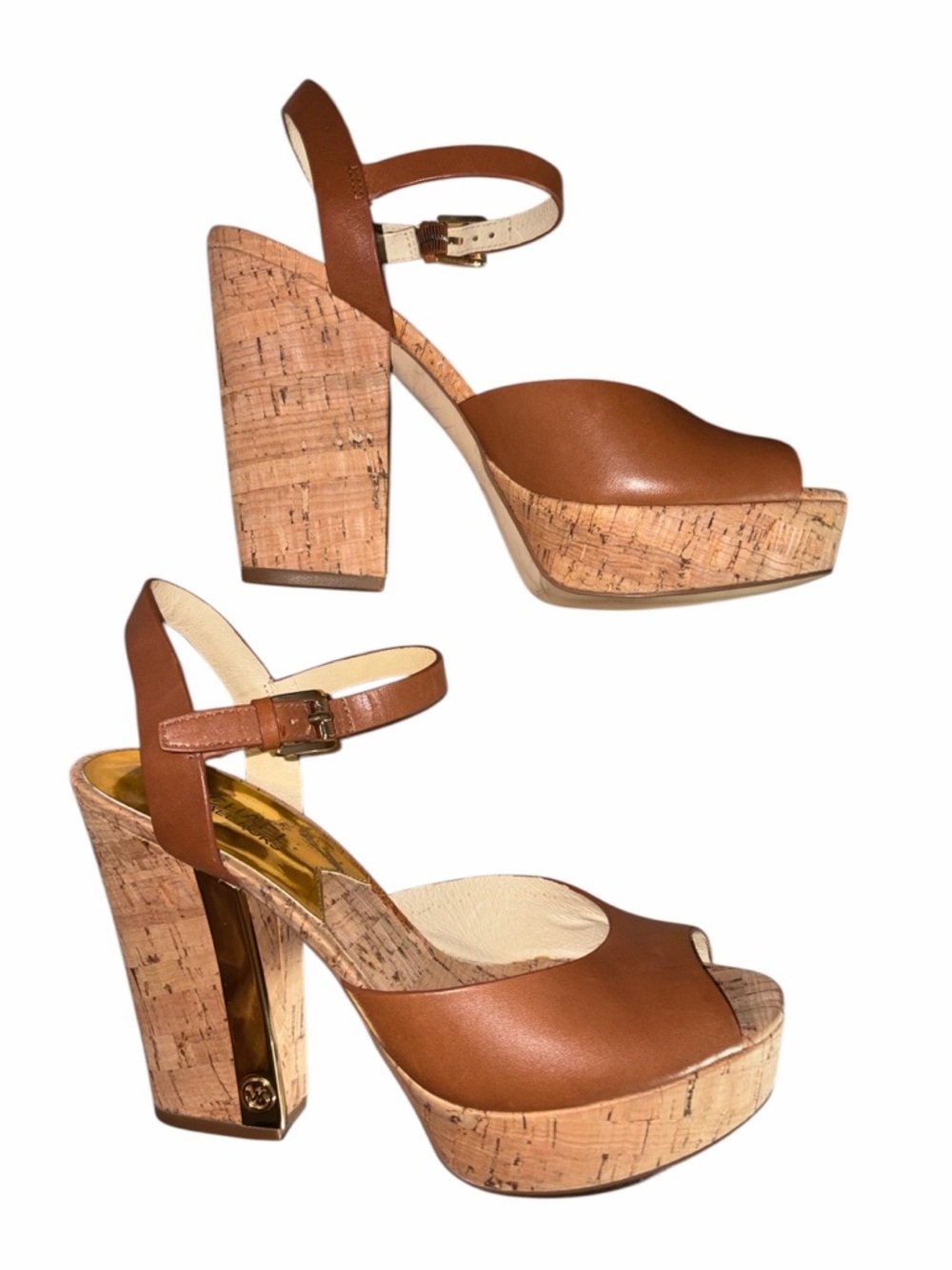 Michael Kors London Leather Platform Sandals 8 EUC - Picture 5 of 9